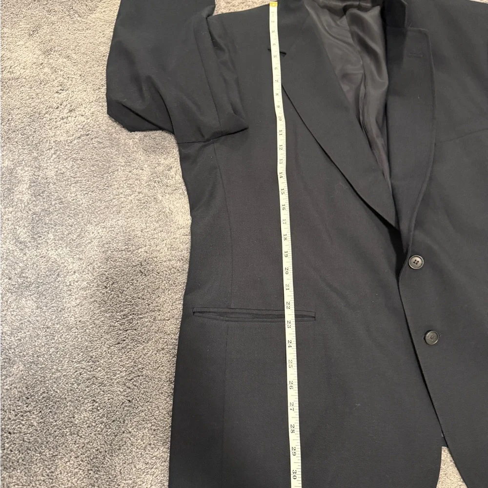 Oakton 2 Piece Suit Mens 48 BIG 38X32 Navy Blue Solid Color Vintage Wool